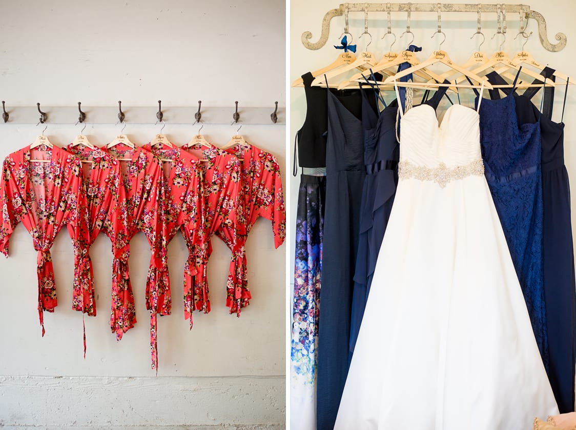 Wedding dresses and bridesmaids robes at Maplehurst Farm