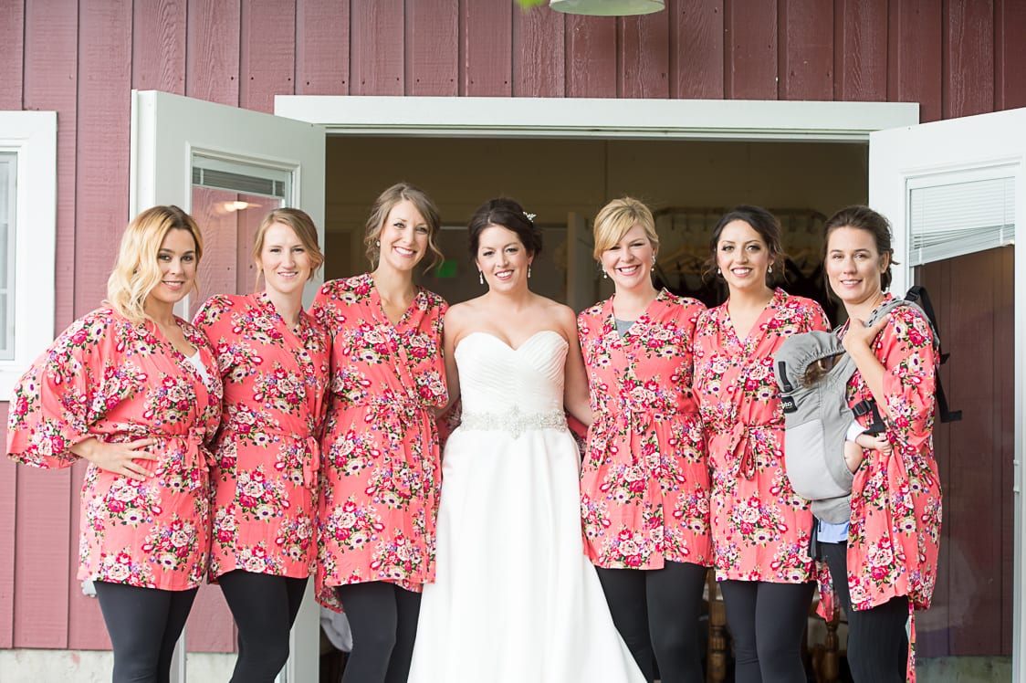 All the bridesmaids outside at Maplehurst Farms