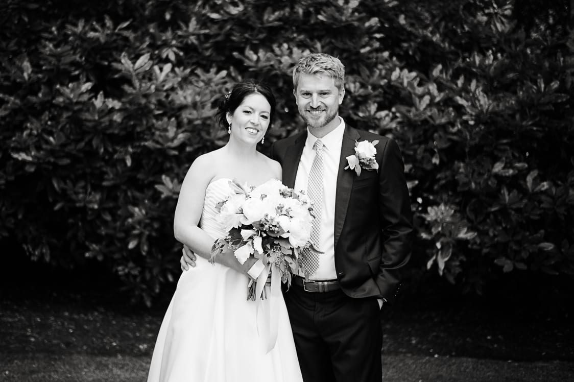 Black and White bride and groom portrait at Maplehurst Farms