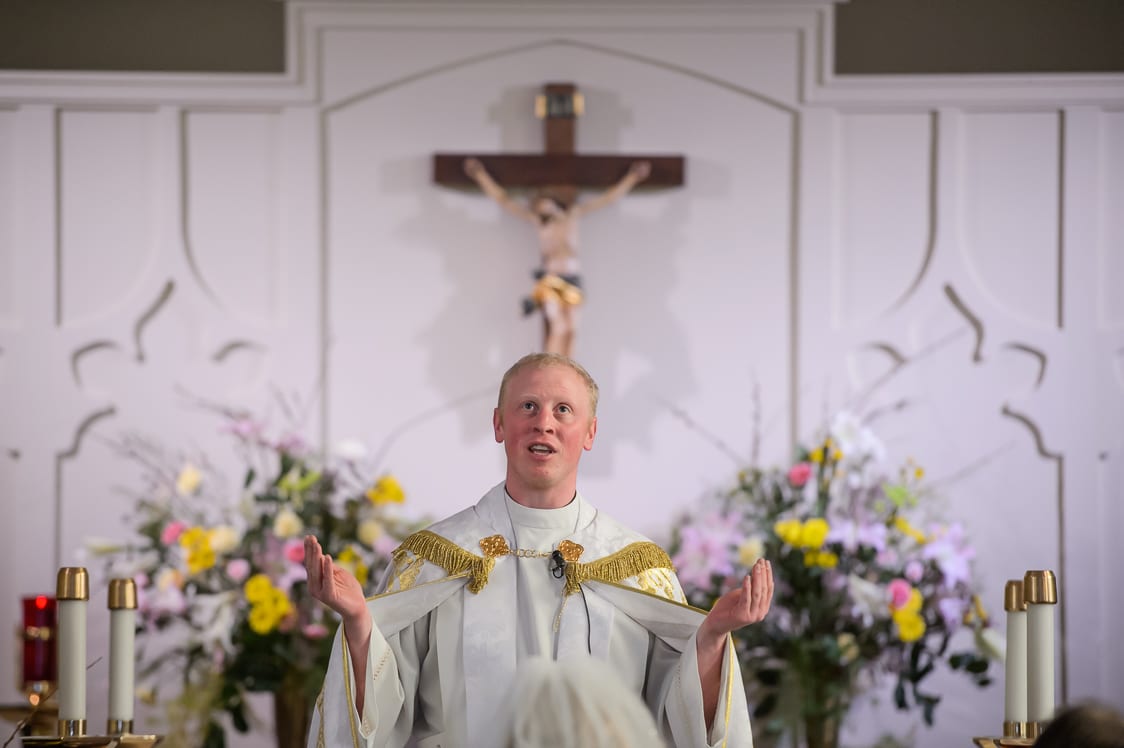 Catholic priest during wedding ceremony