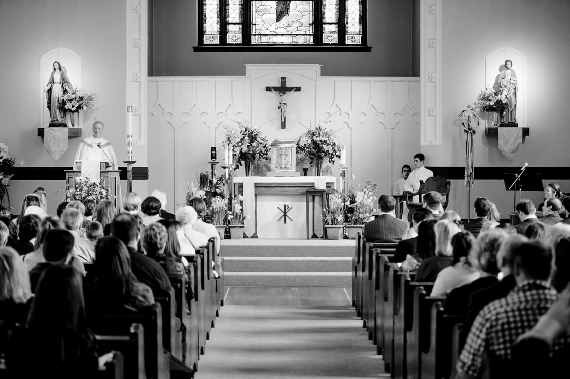 Sacred Heart Catholic Chruch during wedding ceremony
