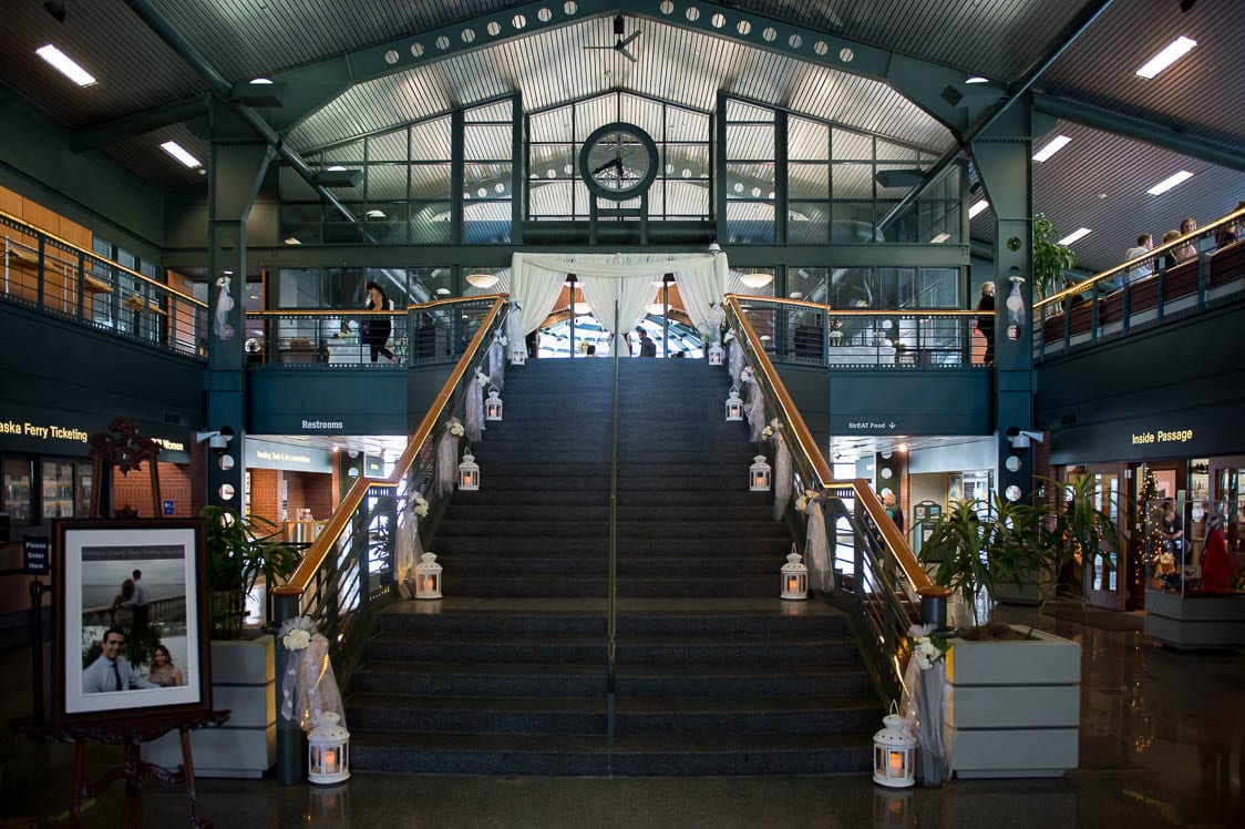 Grand staircase at the Bellingham Cruise Terminal