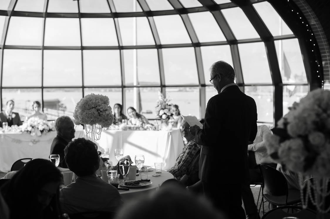 Father of the bride giving a toast at the Bellingham Cruise Terminal