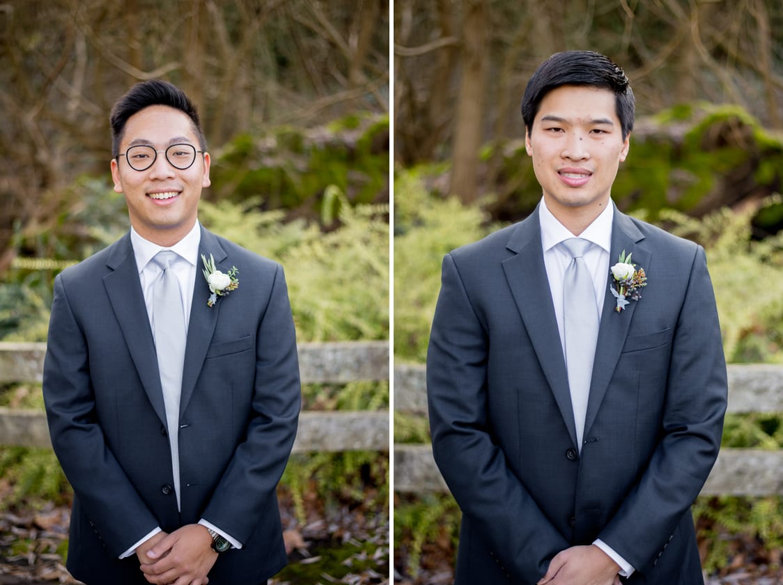 Individual pictures of the groomsmen at the Pickering Barn in Issaquah, WA