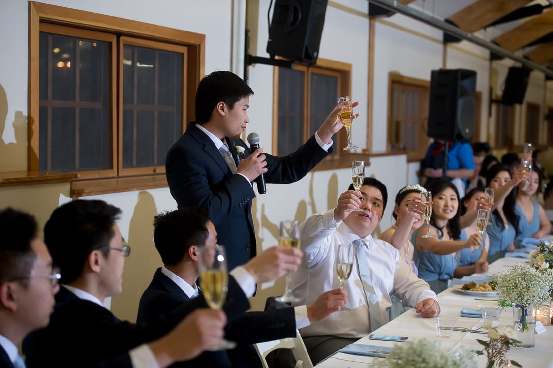 Best man giving his toast at the Pickering Barn in Issaquah, WA