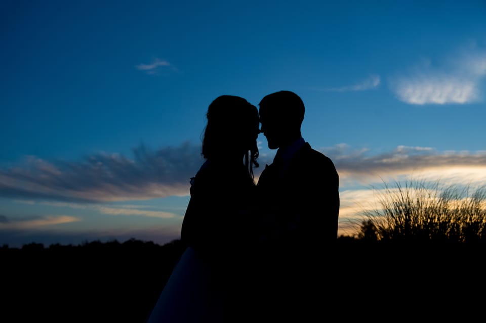 Silhouette of bride and groom at Selene Homestead