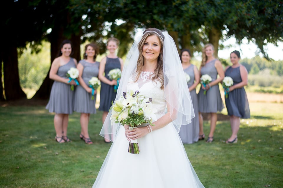 Bride in front of bridesmaids at Selene Homestead