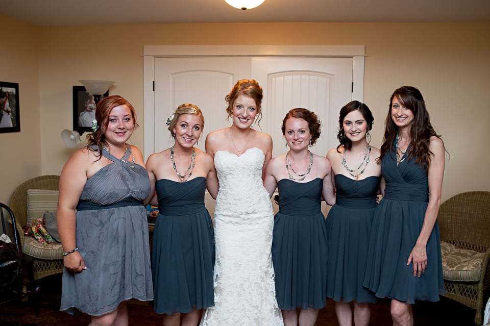 Brid and her bridesmaids at Evergreen Gardens wedding venue