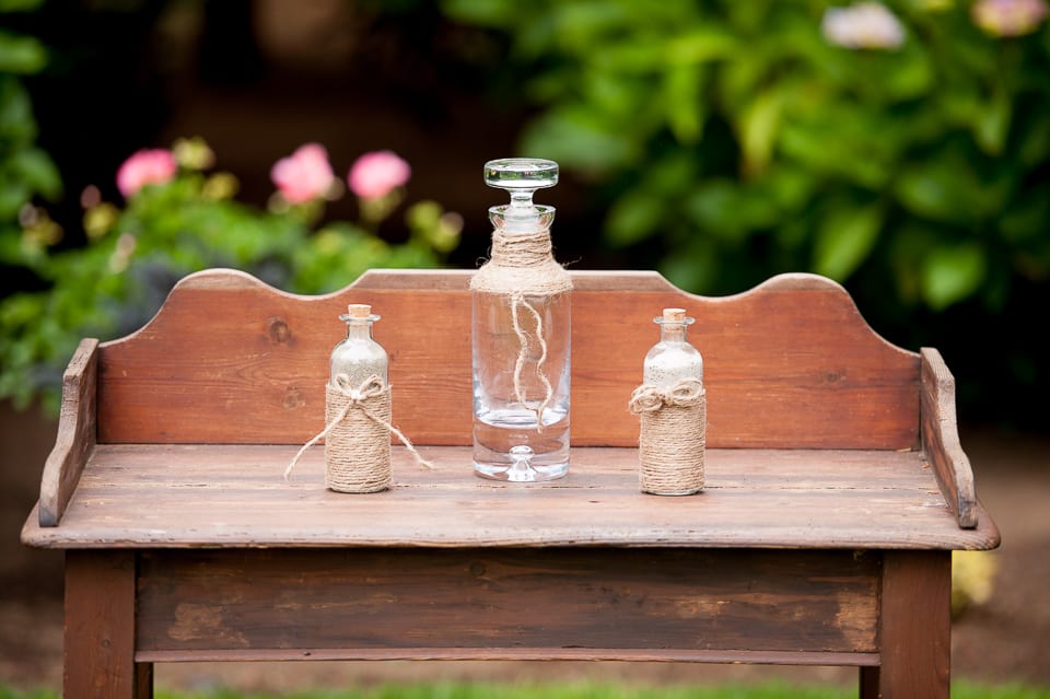 Sand ceremony table at Evergreen Gardens wedding venue