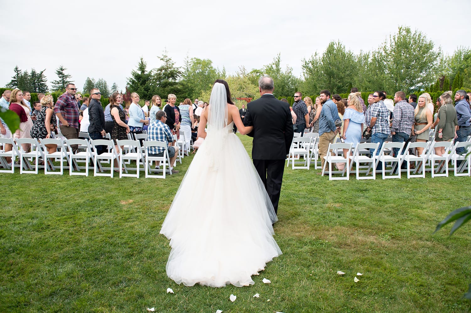Bride about to walk down the aisle at Axton Events Bellingham wedding venue