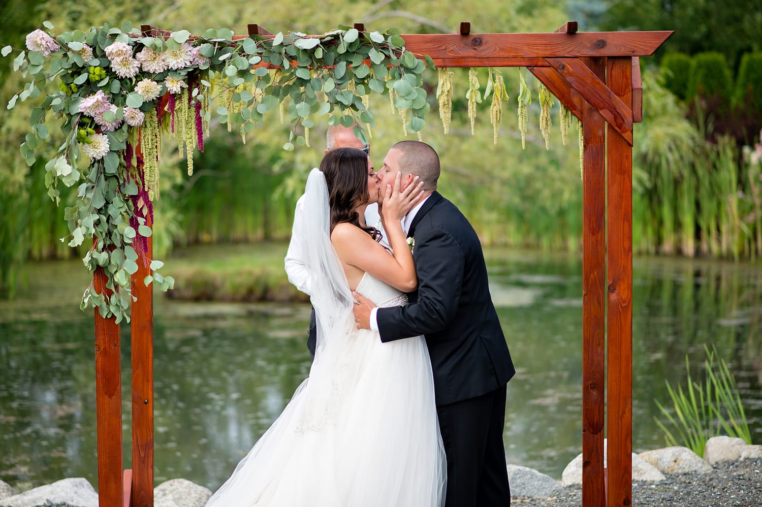 First Kiss at Axton Events Bellingham wedding venue