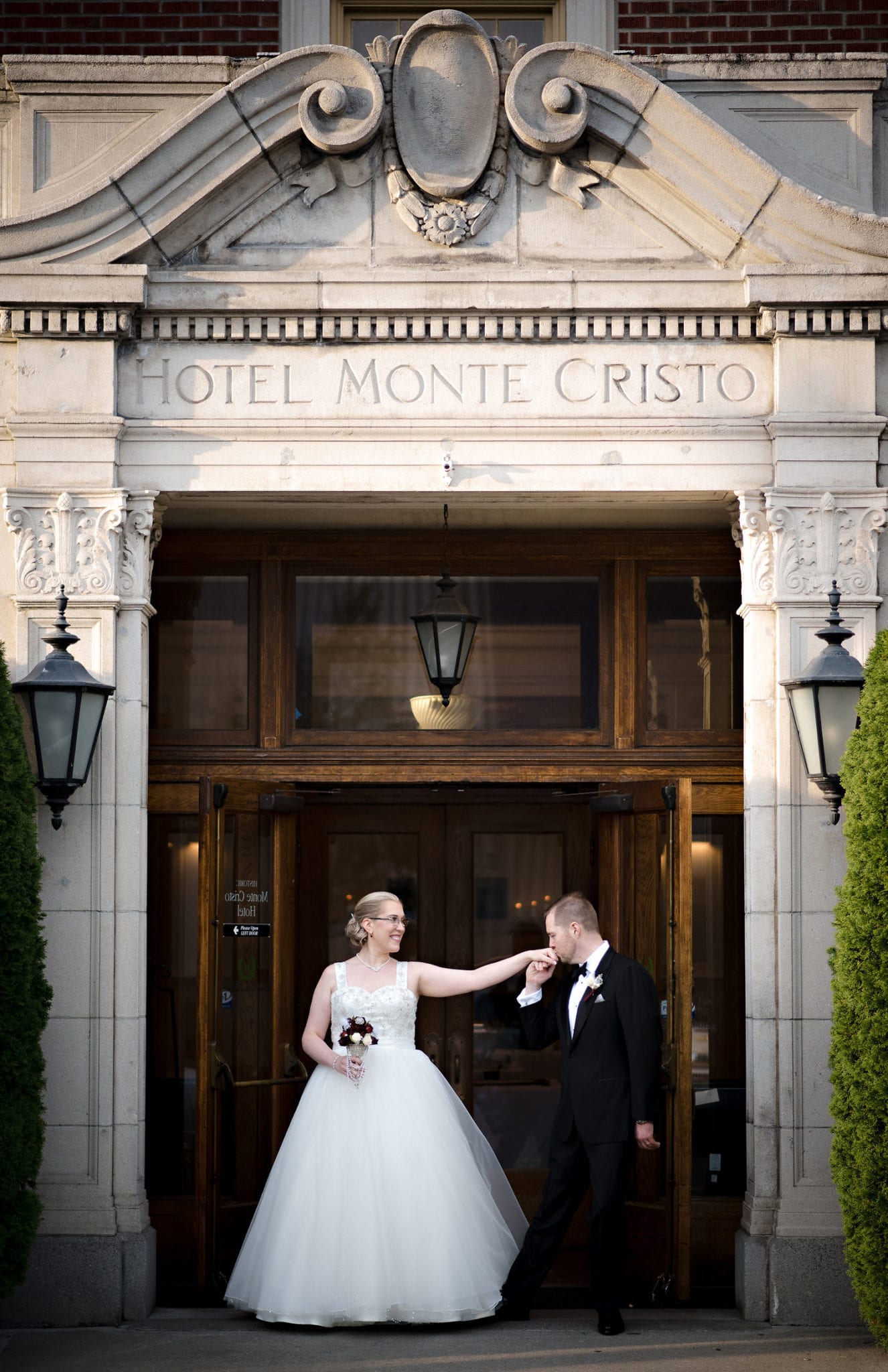 bride and groom at Hotel Monte Cristo Ballroom Wedding
