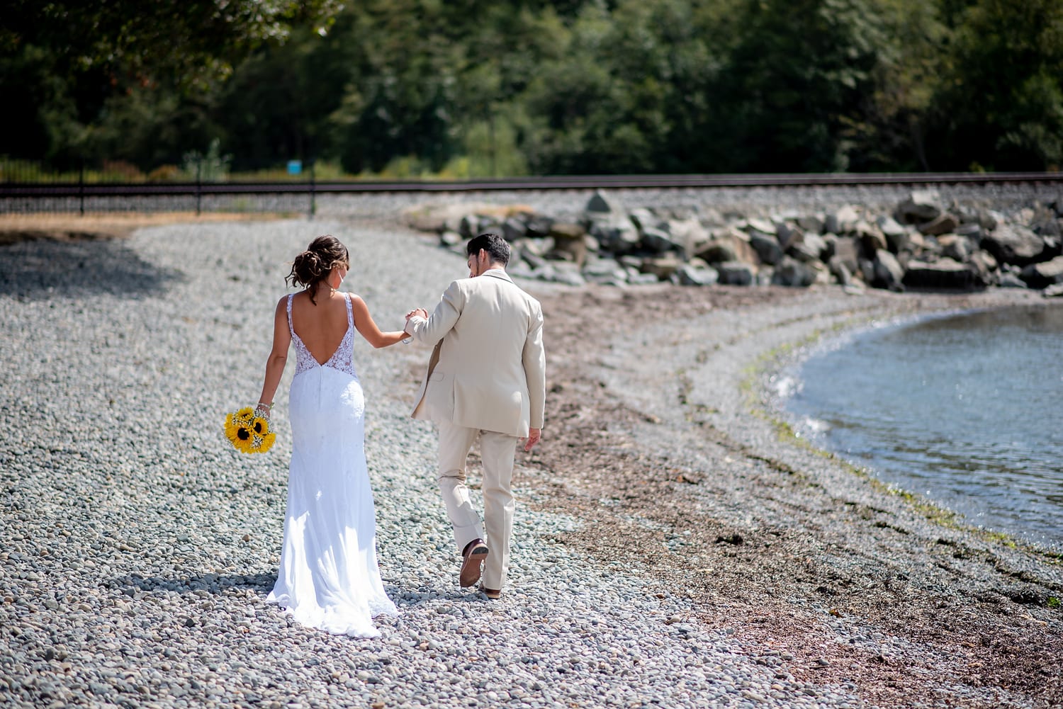 Bride and Groom at Marine Park Beach Wedding